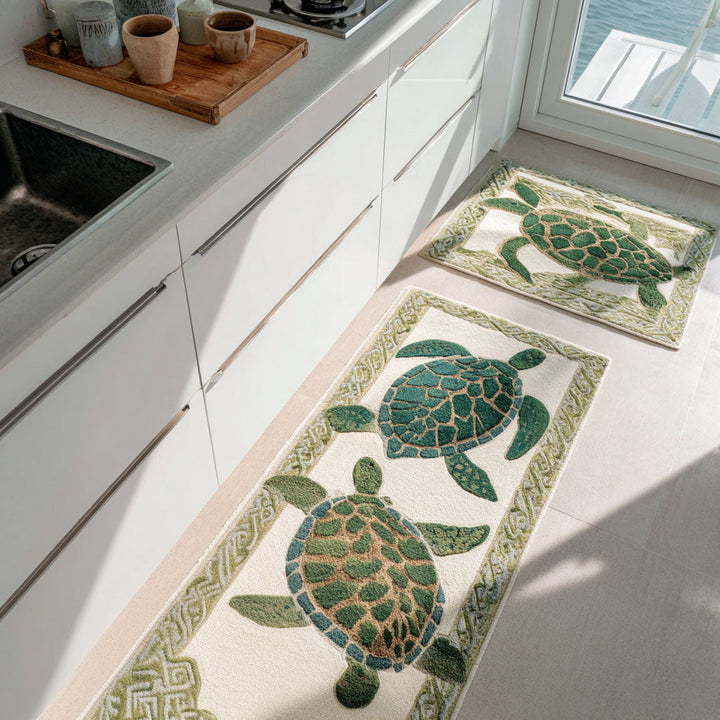Non-slip Kitchen Mat with Sea Breeze by Louise London