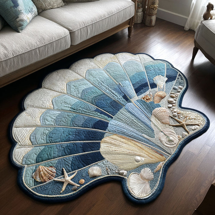 Seashell Shoreline custom-shaped rug by Louise London