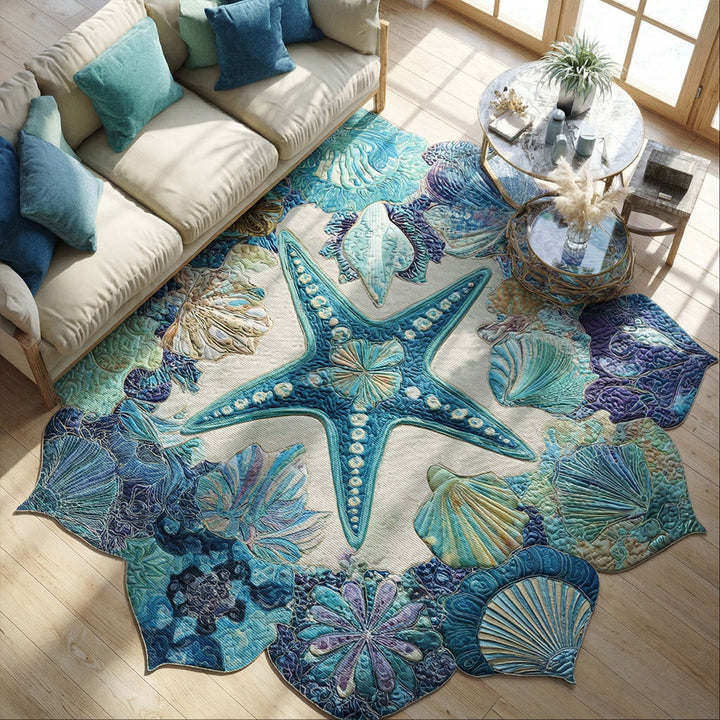 Seashell Symphony custom-shaped rug by Louise London