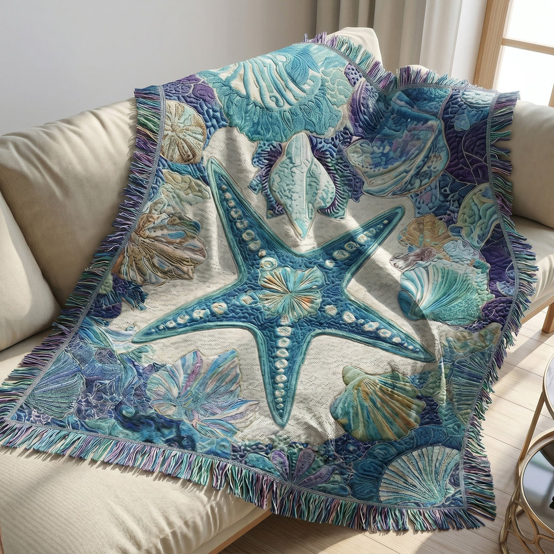 Woven Seashell Symphony Blanket by Louise London – product view