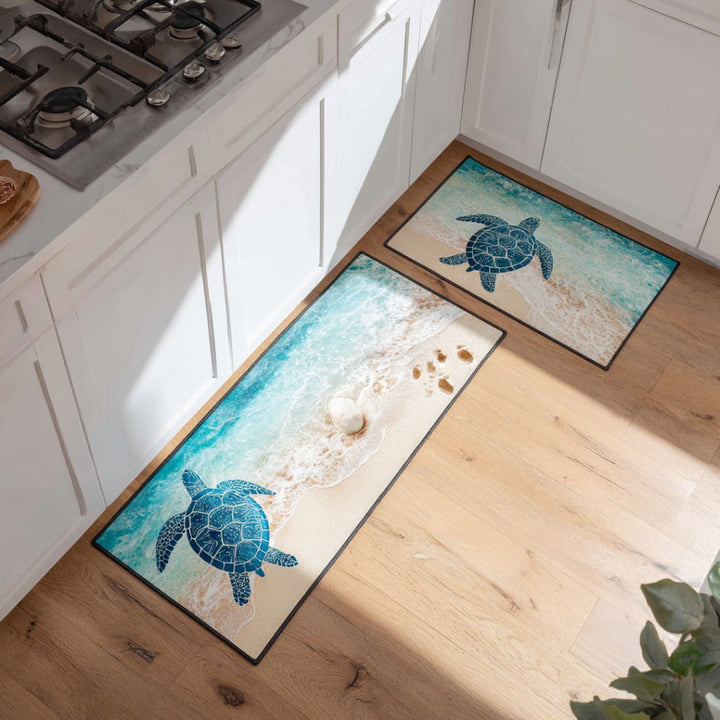 Non-slip kitchen rug with sea harmony by Louise London