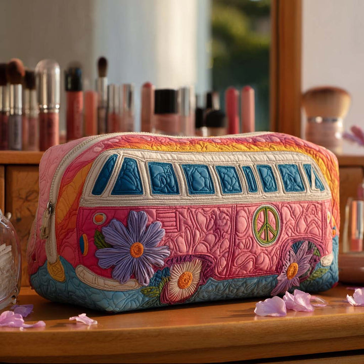 Serene Road Trip quilted makeup bag – Louise London