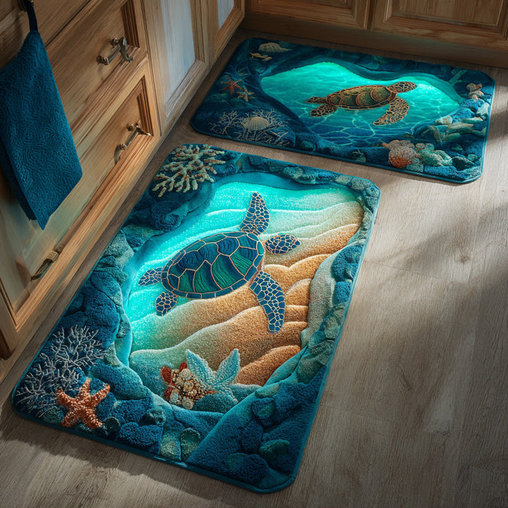 Non-slip kitchen rug with serene tide by Louise London