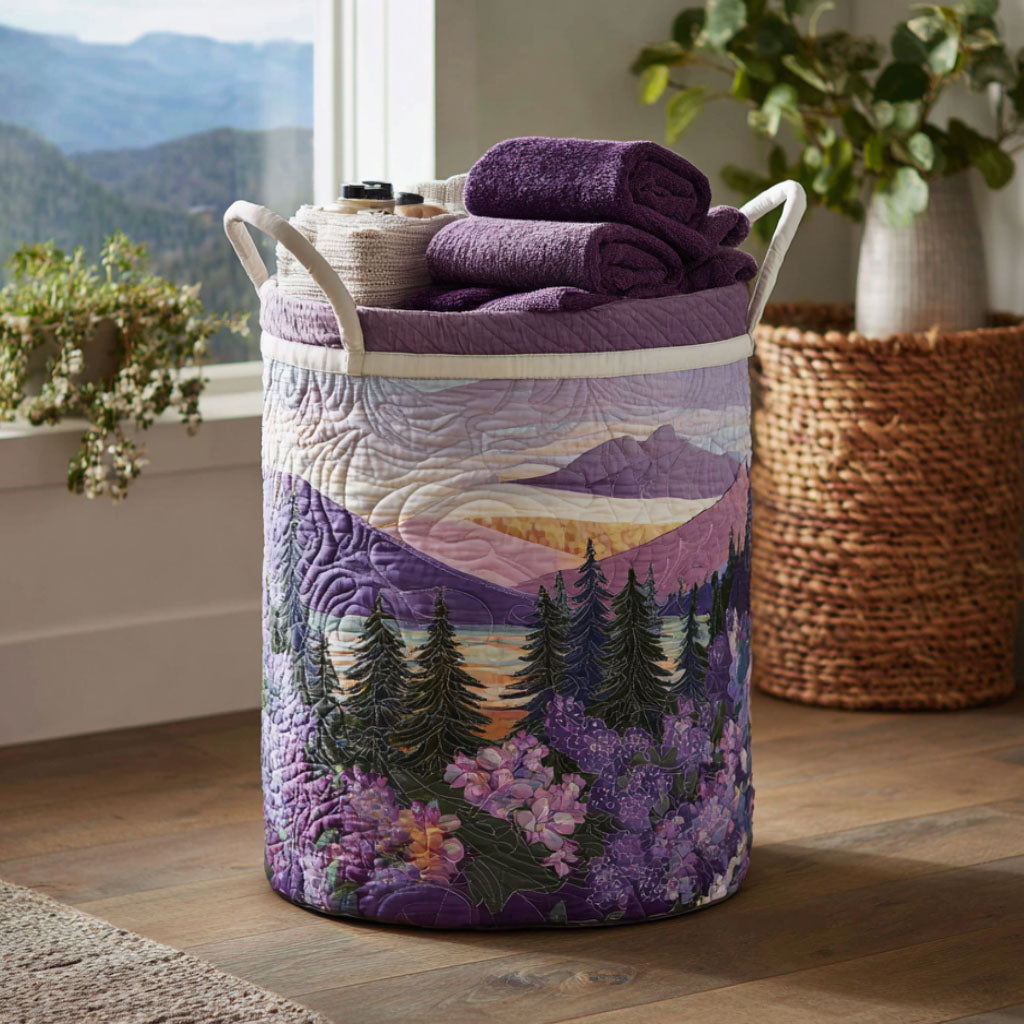 Quilted laundry basket with floral pattern by Louise London