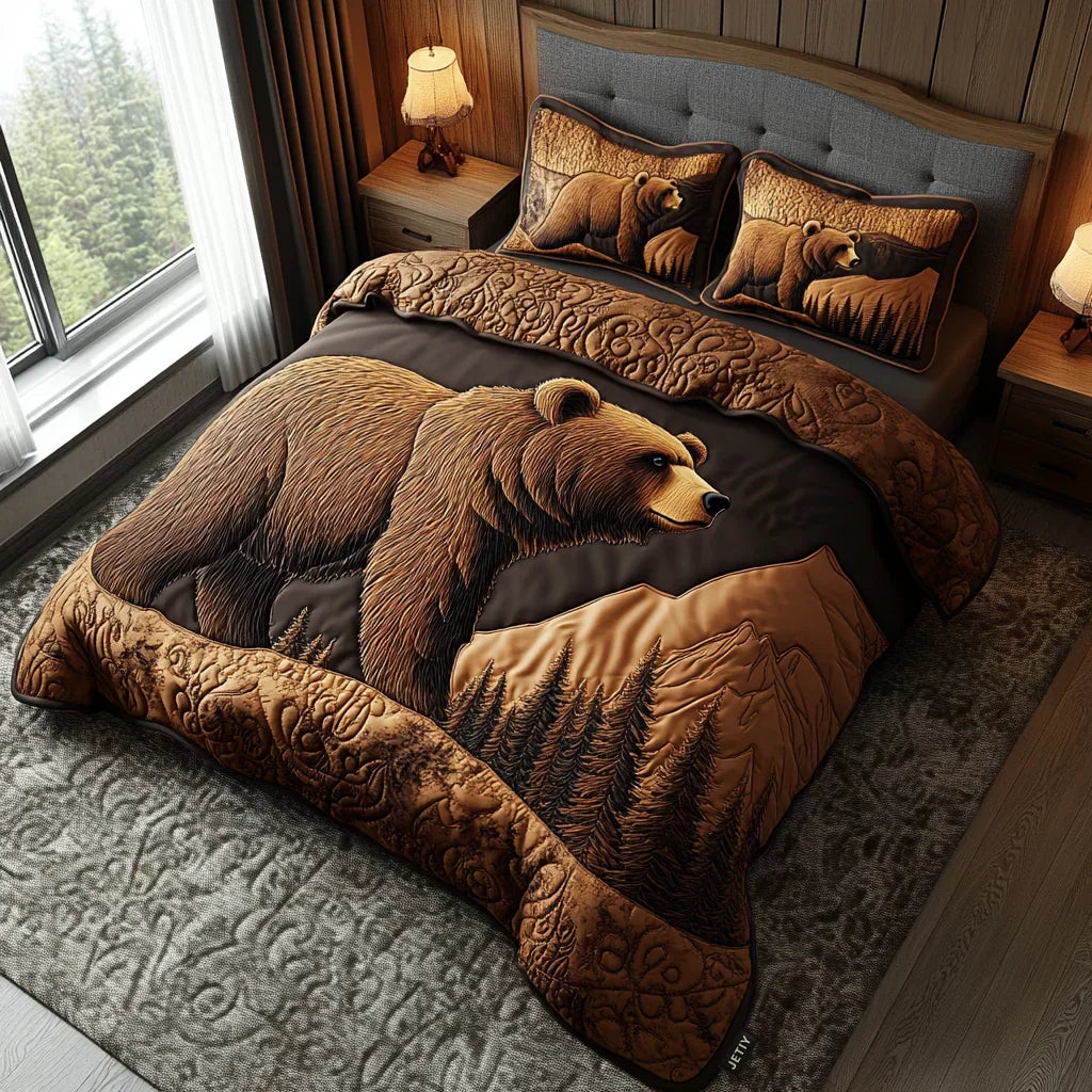 3-Piece Quilted Blanket Set - Woodland Animals