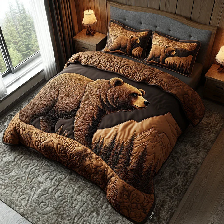 3-Piece Quilted Blanket Set - Woodland Animals