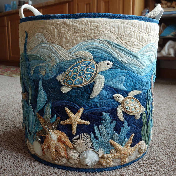Quilted laundry basket with marine pattern NCU0PTT704