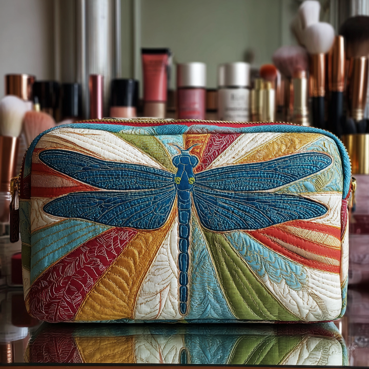 Shining Dragonfly quilted makeup bag – Louise London