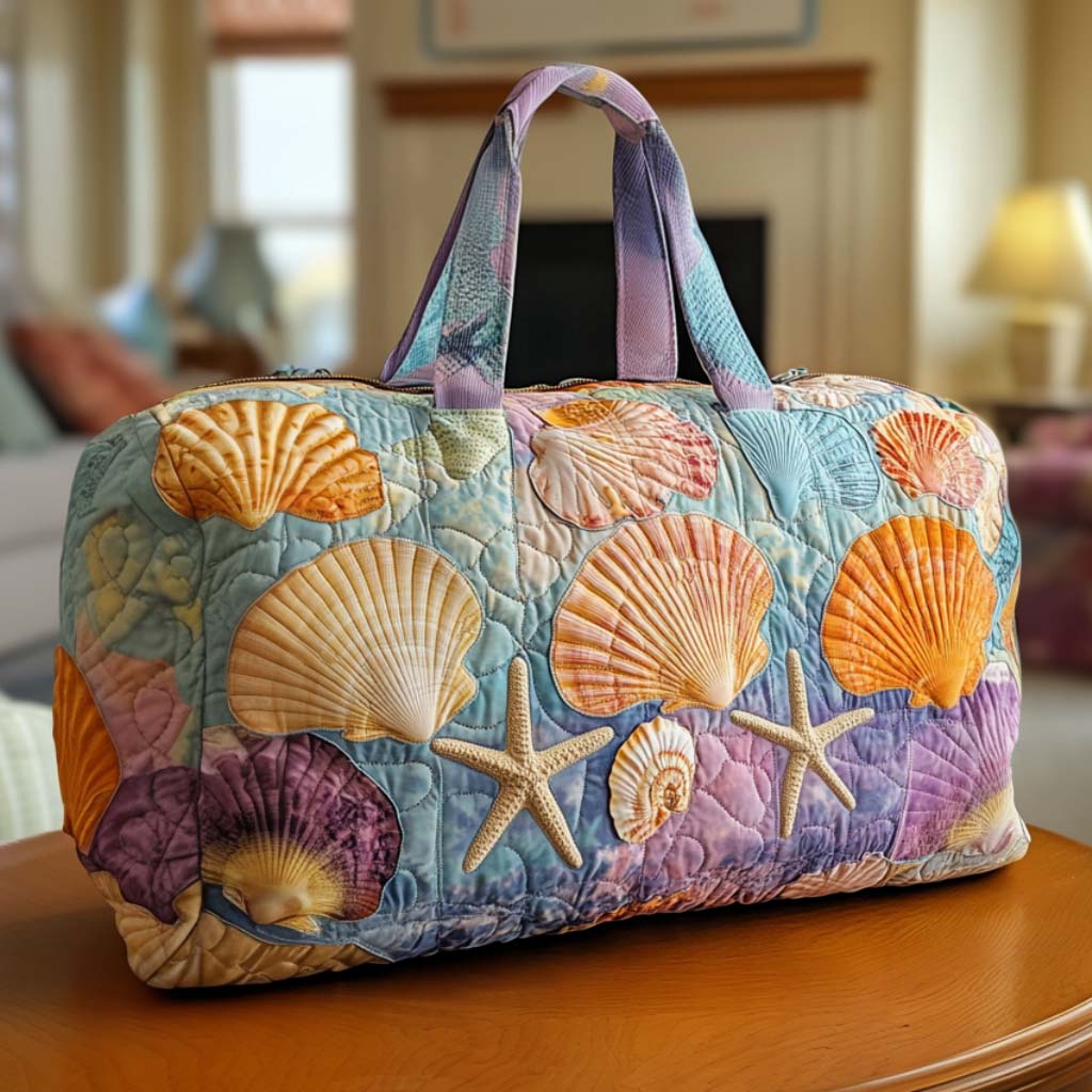 Quilted Travel Bag with Seashells by Louise London