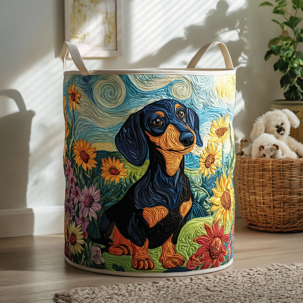 Padded laundry basket with cute dachshund by Louise London