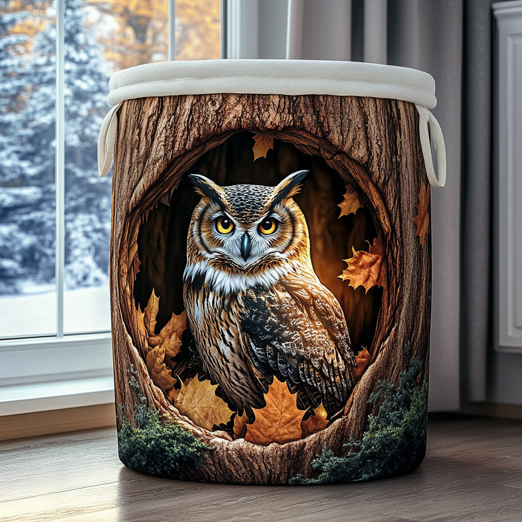Quilted laundry basket with owl NCU0PVL720