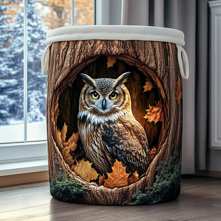 Quilted laundry basket with owl NCU0PVL720