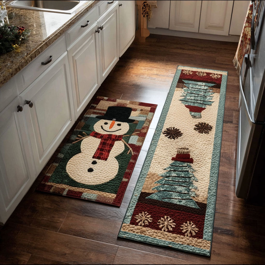 Winter Non-Slip Kitchen Rug with Snowy Details by Louise London