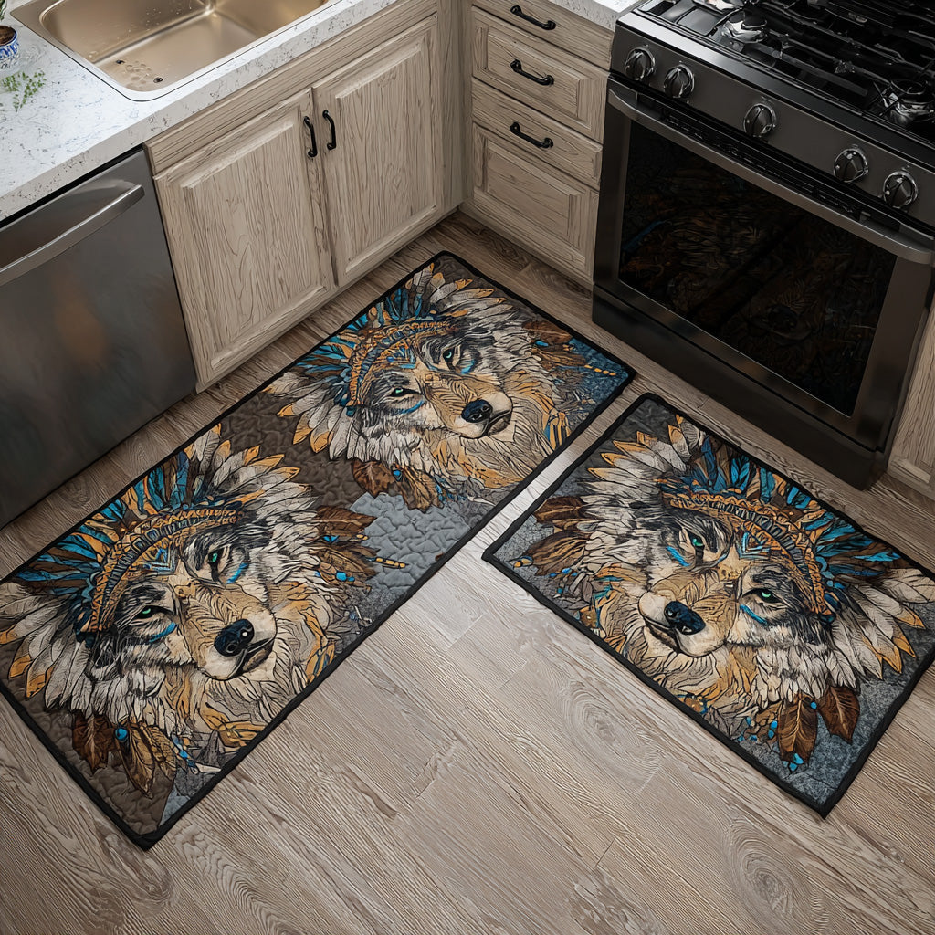 Non-slip kitchen rug with wolf and natural path by Louise London