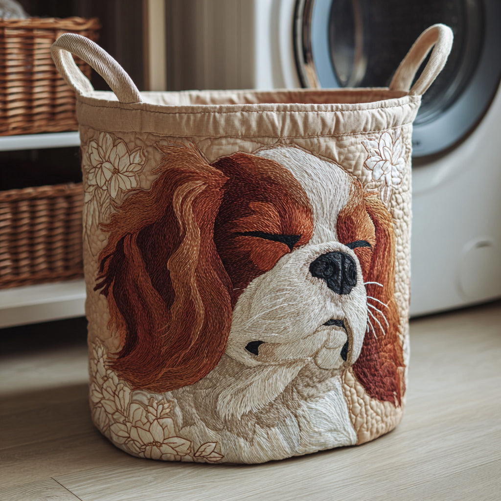 Quilted laundry basket with Cavalier King Charles NCU0HNH461