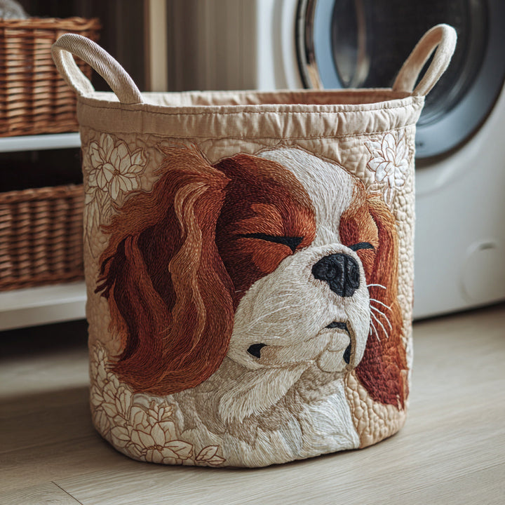 Quilted laundry basket with Cavalier King Charles NCU0HNH461