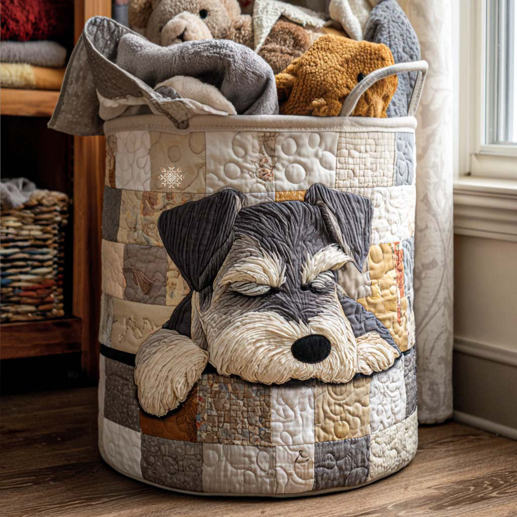 Quilted laundry basket with Schnauzer by Louise London