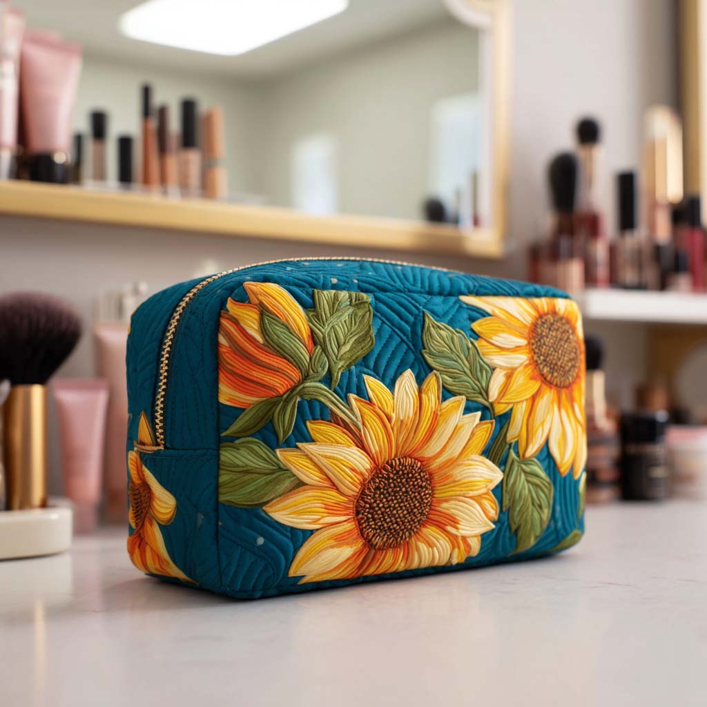 Smile Bloom quilted makeup bag – Louise London