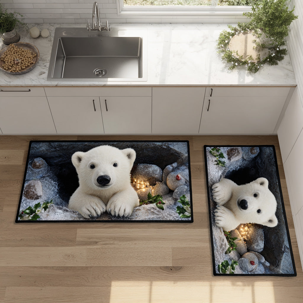 Winter Non-Slip Kitchen Rug with Snowy Path by Louise London