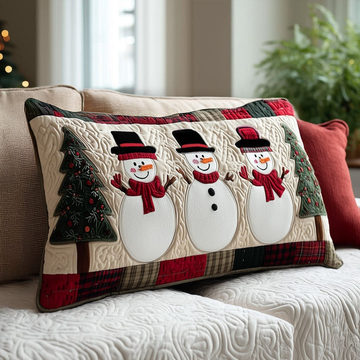 Quilted Cushion Cover with Cheerful Snowman NCU0PT9040