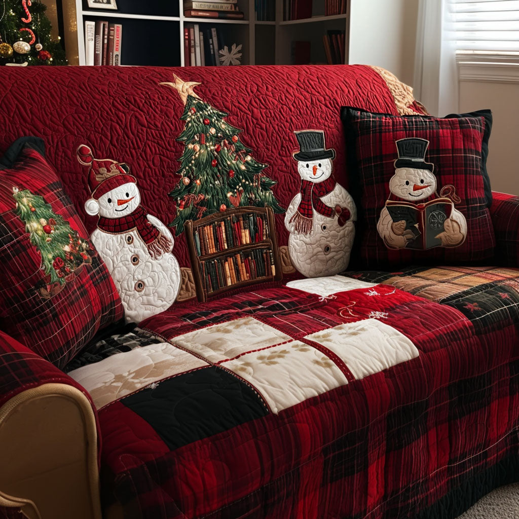 Quilted Sofa Cover with Snowmen – Louise London
