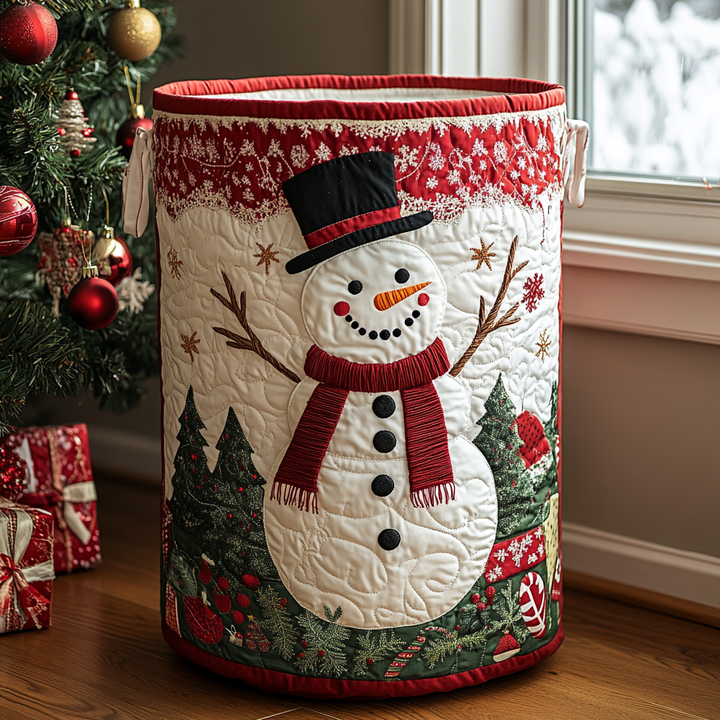 Quilted laundry basket with snowman NCU0DDK1067