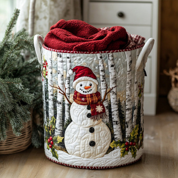 Quilted laundry basket with winter pattern by Louise London