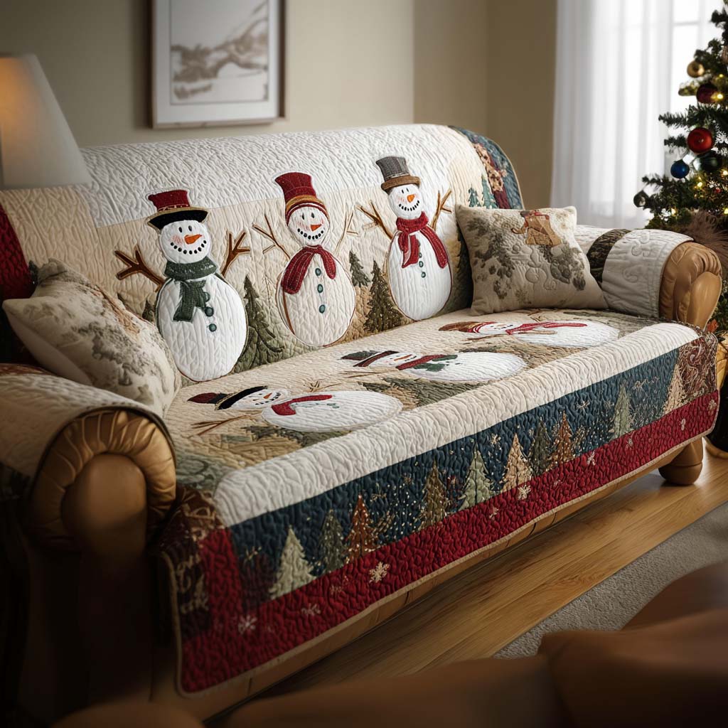 Quilted sofa cover with snow friends – Louise London