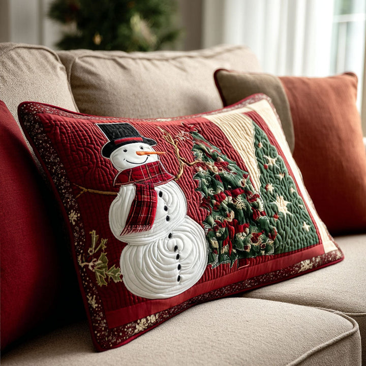Quilted Pillow Cover with Snowy Joy by Louise London