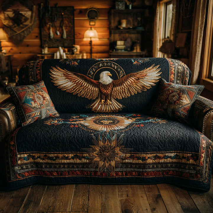Quilted Sofa Cover with Eagle in Flight – Louise London