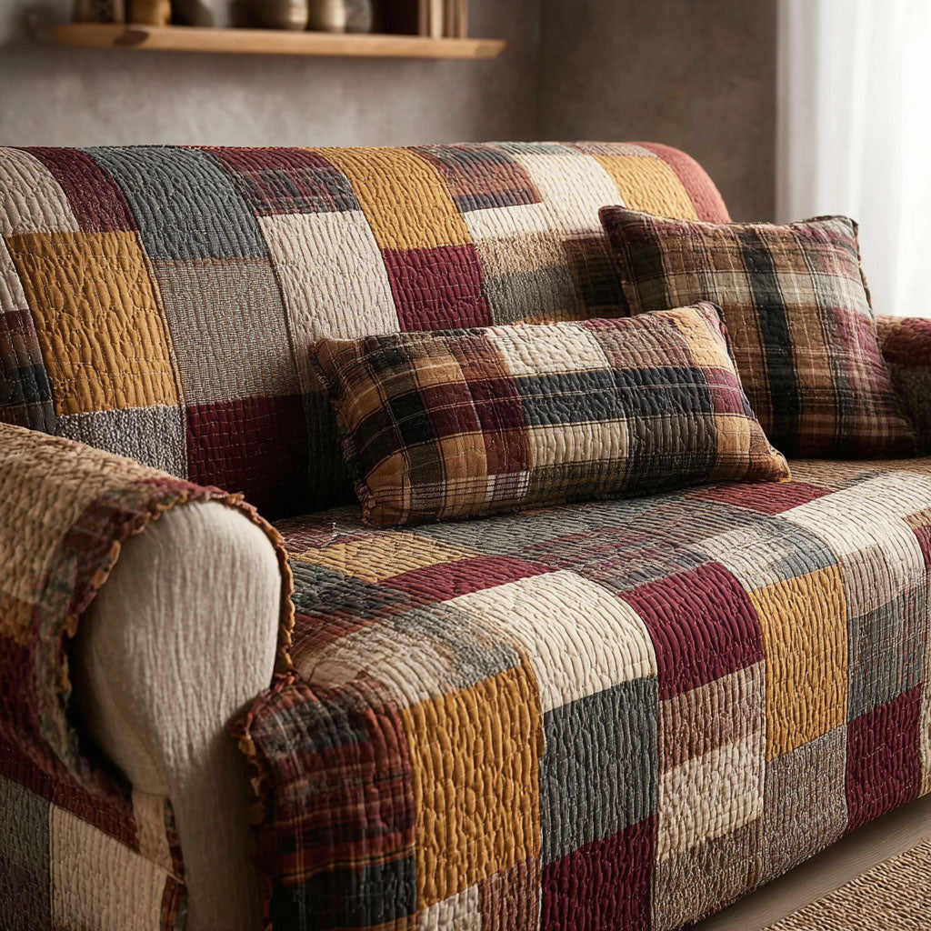 Quilted sofa cover in delicate rustic style – Louise London