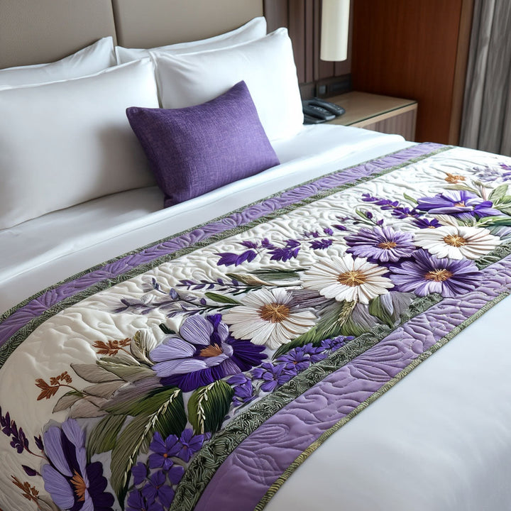 Soft Spring Embrace quilted bed runner by Louise London
