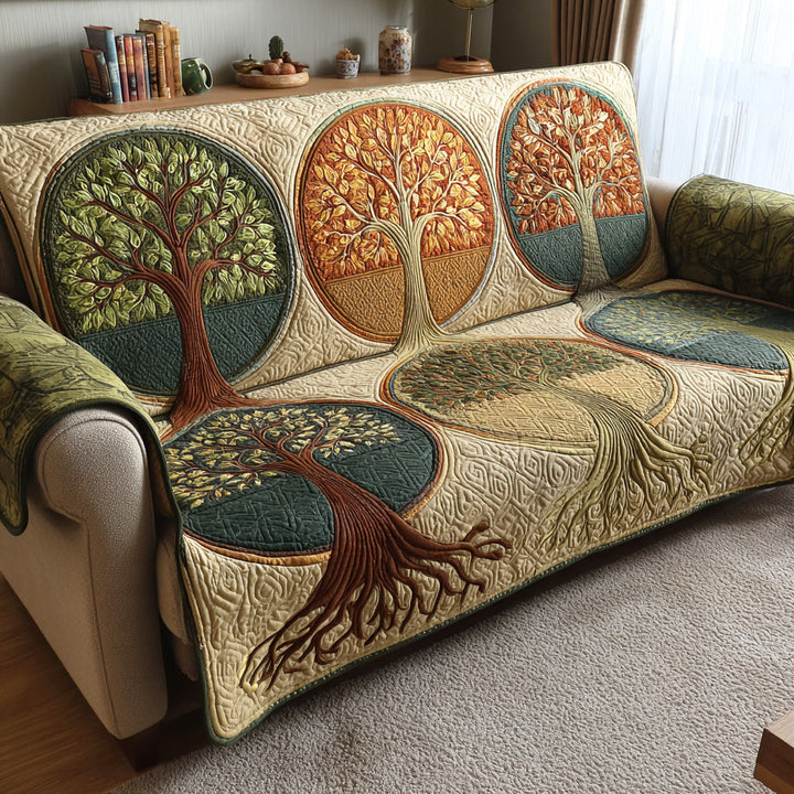 Quilted Sofa Cover with Tree of Life