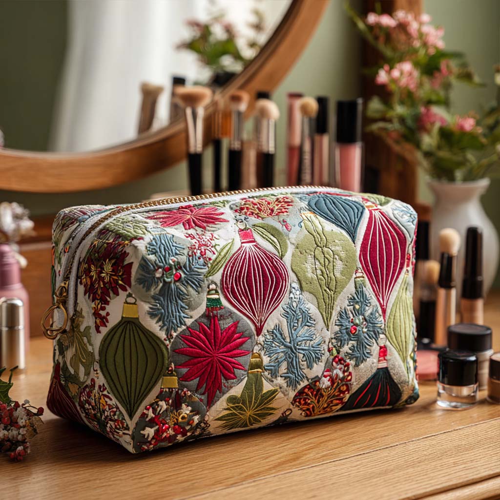 Sparkle Ornament quilted makeup bag – Louise London