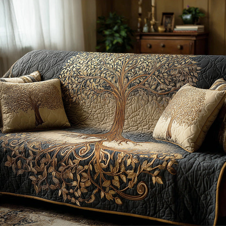 Quilted Sofa Cover with Tree of Life – Louise London