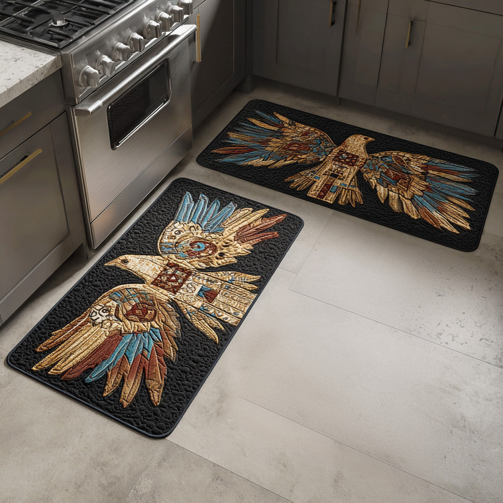Non-slip kitchen rug with eagle and natural spirit by Louise London