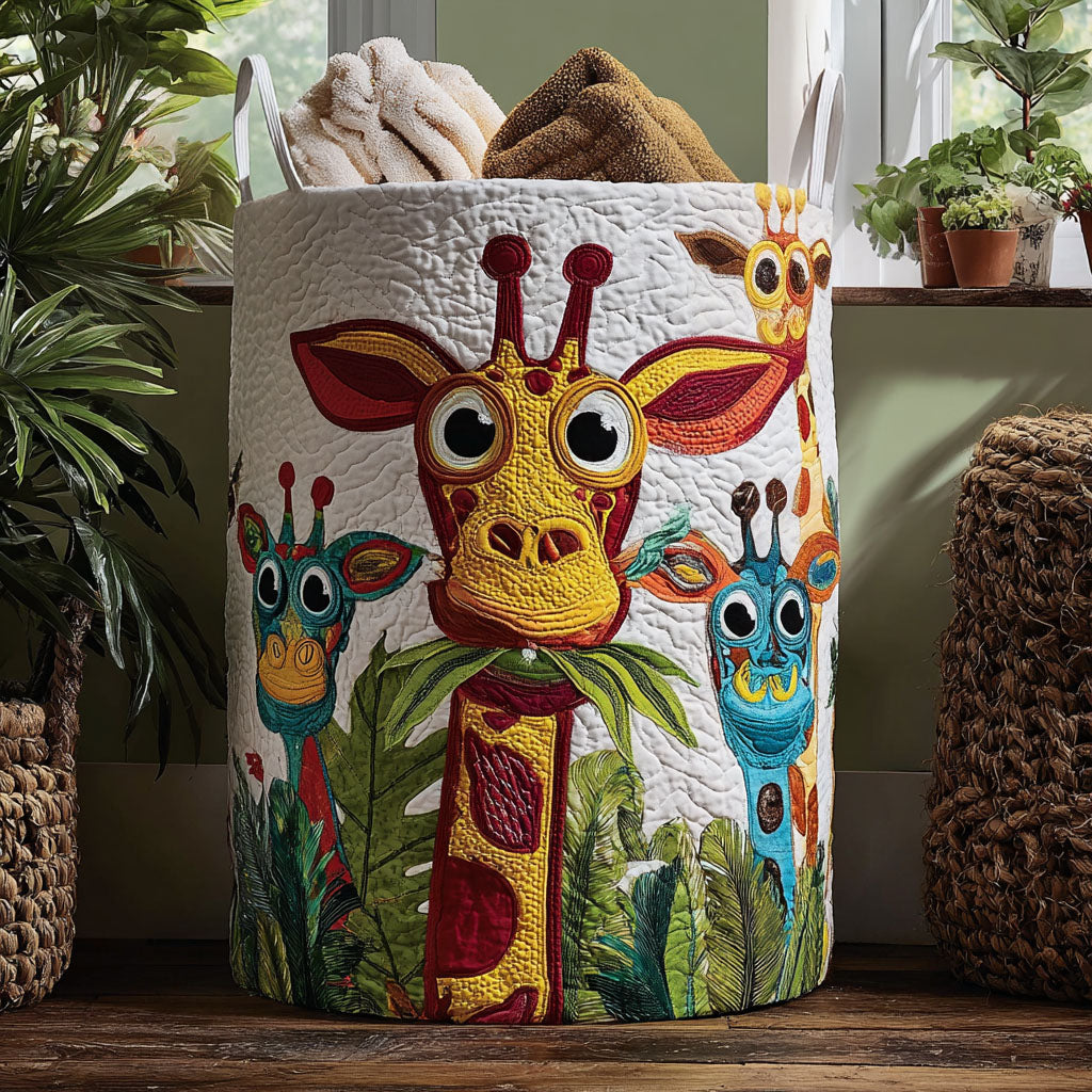 Quilted laundry basket with playful leopard print by Louise London