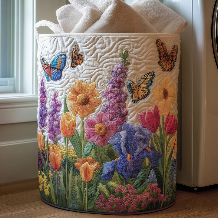 Quilted laundry basket with floral pattern NCU0TH3012