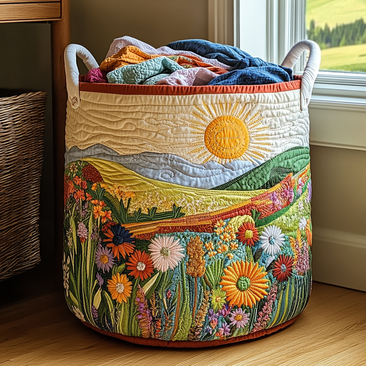 Quilted laundry basket with floral pattern NCU0QN003
