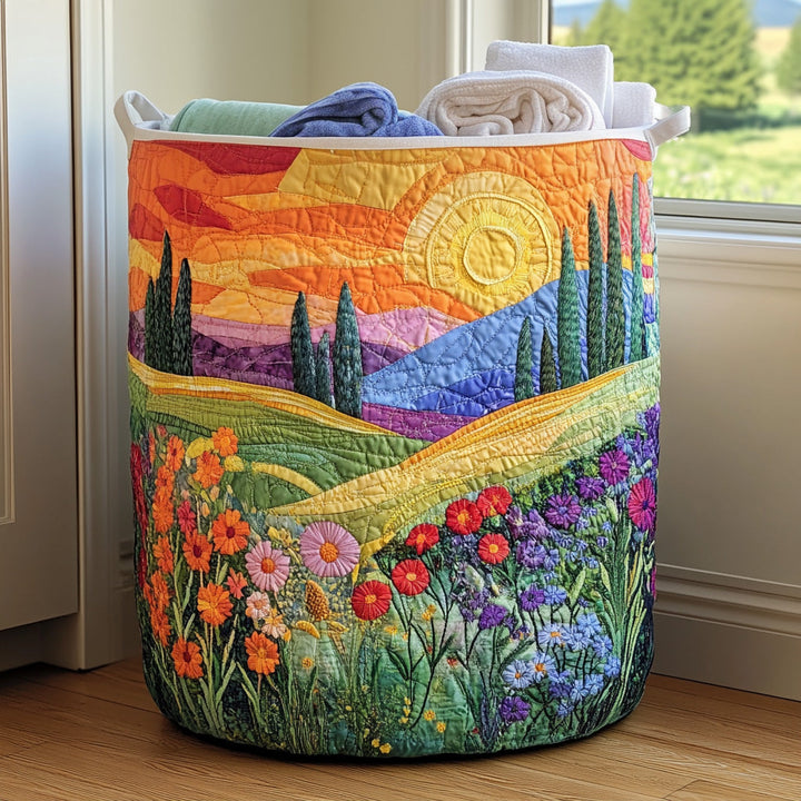 Quilted laundry basket with floral pattern NCU0QN025