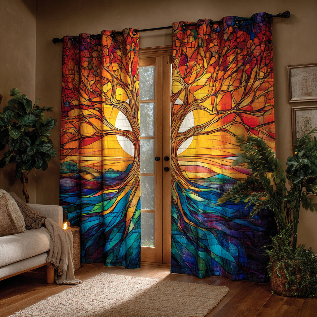 Quilted Curtains Tree of Life Stained – Louise London product image 1