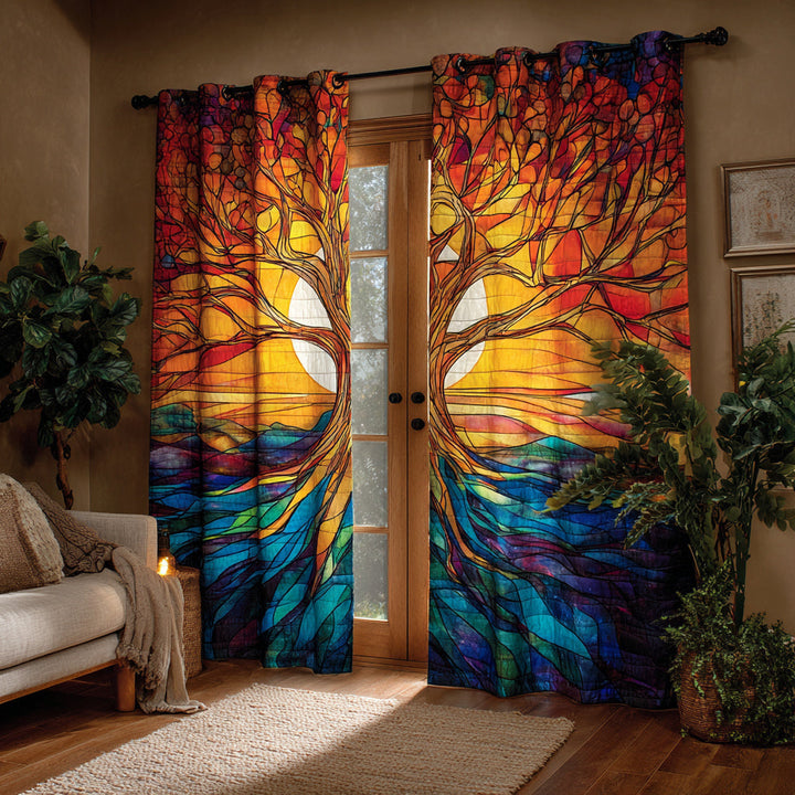 Quilted Curtains Tree of Life Stained – Louise London product image 1