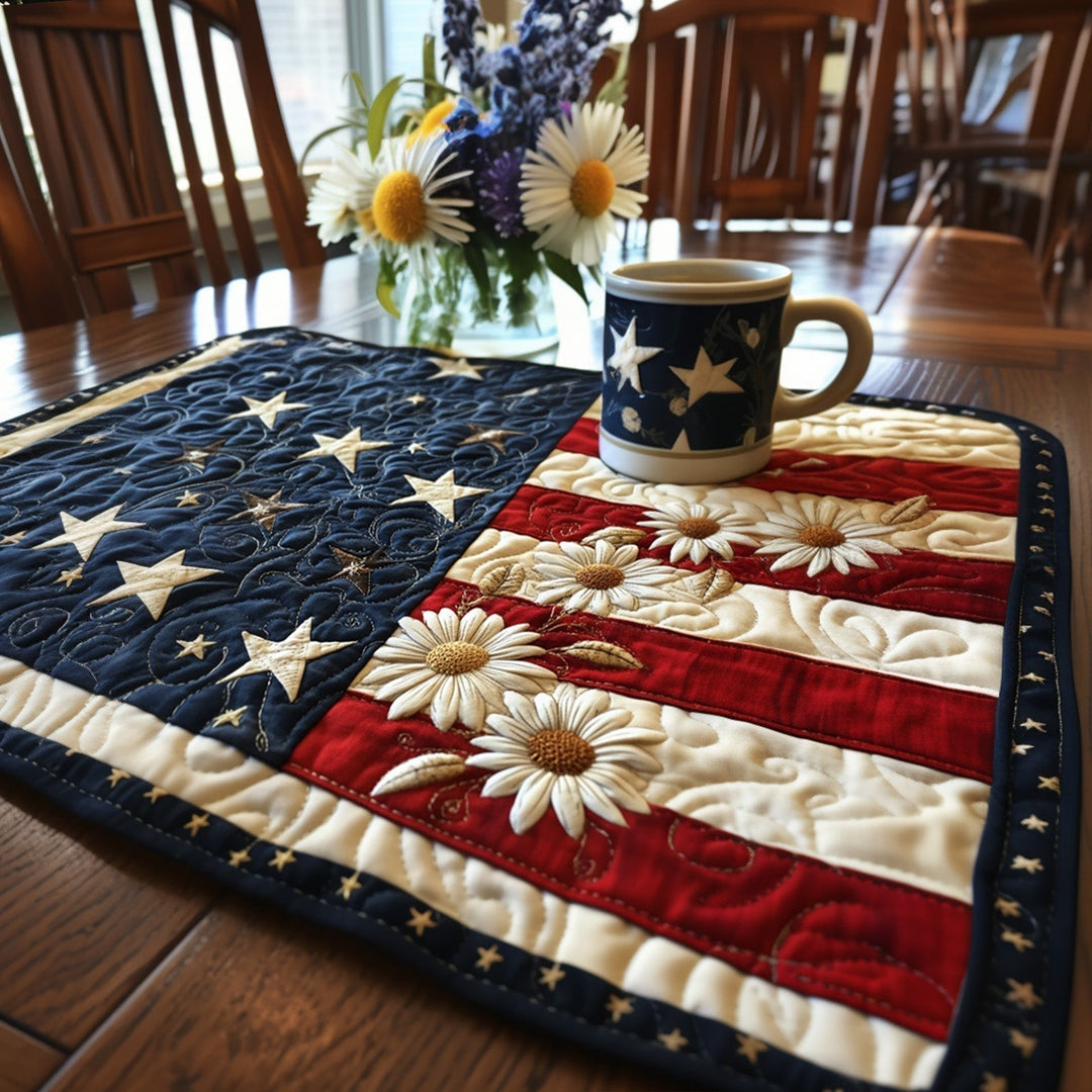 Quilted Placemat Beauty in Stars and Stripes by Louise London