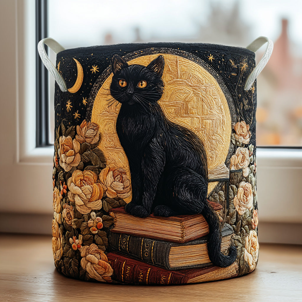 Quilted laundry basket with decorative prints by Louise London
