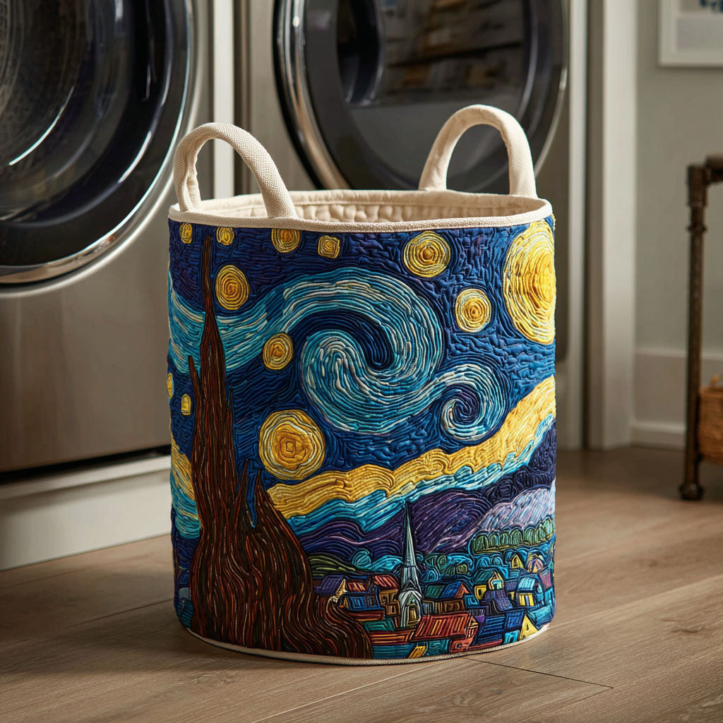 Quilted laundry basket with night pattern by Louise London