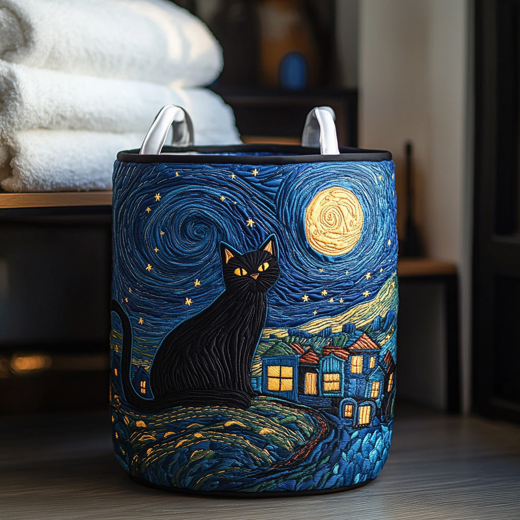 Quilted laundry basket with decorative prints by Louise London
