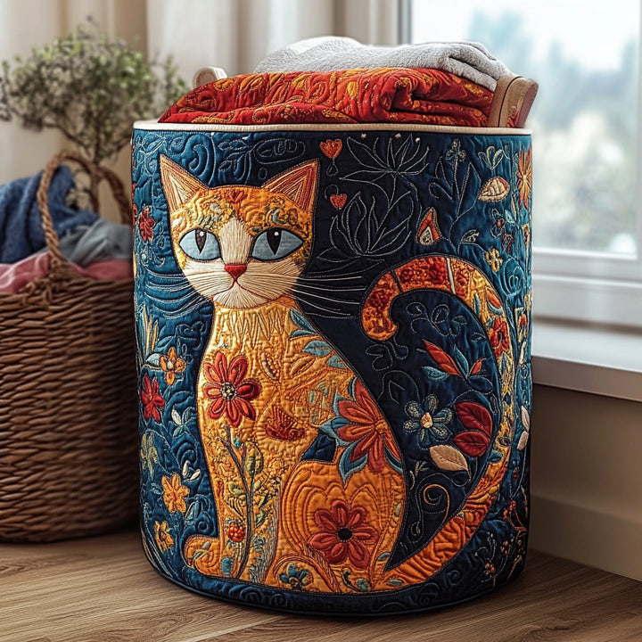 Quilted Cat-Shaped Laundry Basket