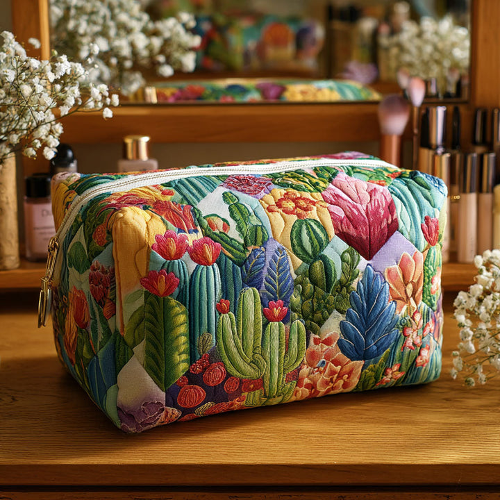 Succulent Sun quilted makeup bag – Louise London
