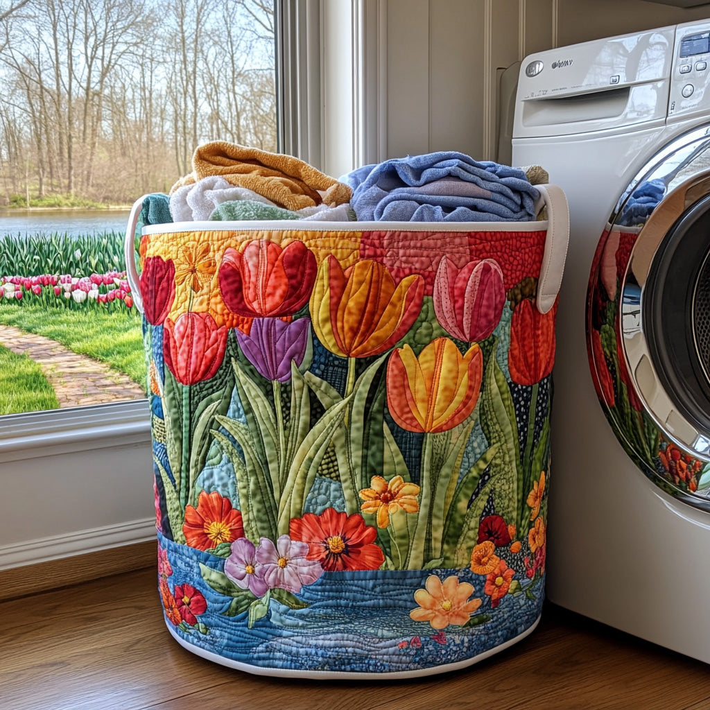 Quilted laundry basket with summer pattern by Louise London