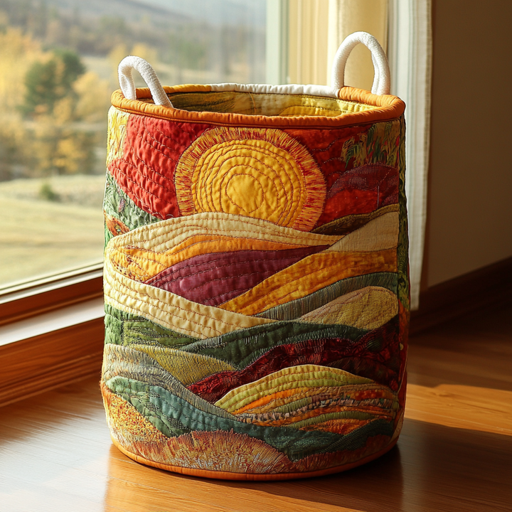 Quilted laundry basket with floral pattern NCU0QN003